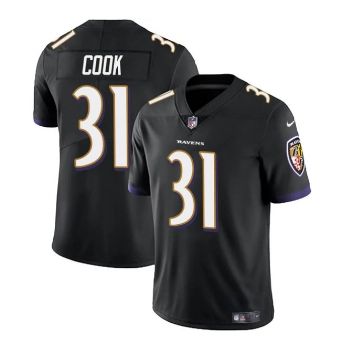 Men's Baltimore Ravens #31 Dalvin Cook Black Vapor Limited Football Stitched Jersey