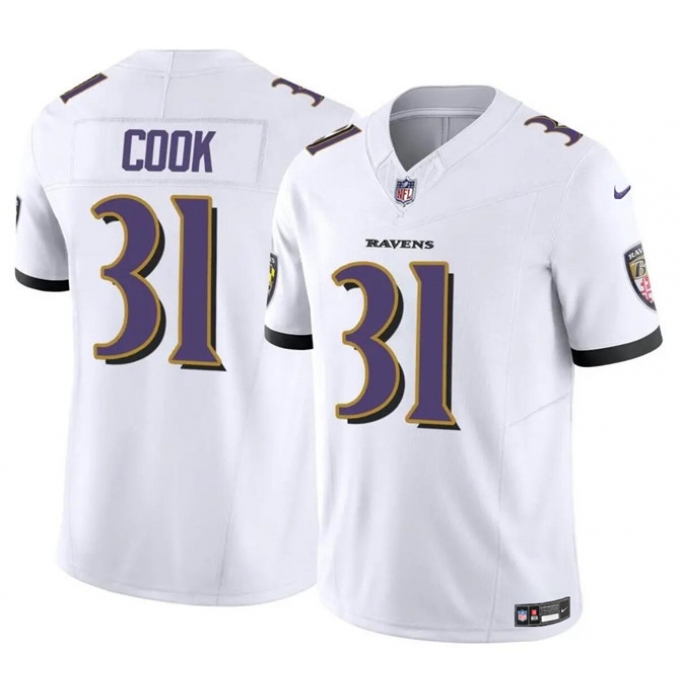 Men's Baltimore Ravens #31 Dalvin Cook White 2024 F.U.S.E. Vapor Limited Football Stitched Jersey