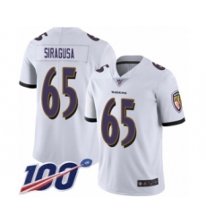 Men's Baltimore Ravens #65 Nico Siragusa White Vapor Untouchable Limited Player 100th Season Football Jersey