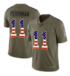 Men's Nike Baltimore Ravens #11 Breshad Perriman Limited Olive/USA Flag Salute to Service NFL Jersey