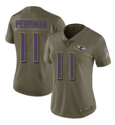 Women's Nike Baltimore Ravens #11 Breshad Perriman Limited Olive 2017 Salute to Service NFL Jersey