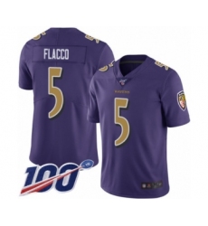 Men's Baltimore Ravens #5 Joe Flacco Limited Purple Rush Vapor Untouchable 100th Season Football Jersey