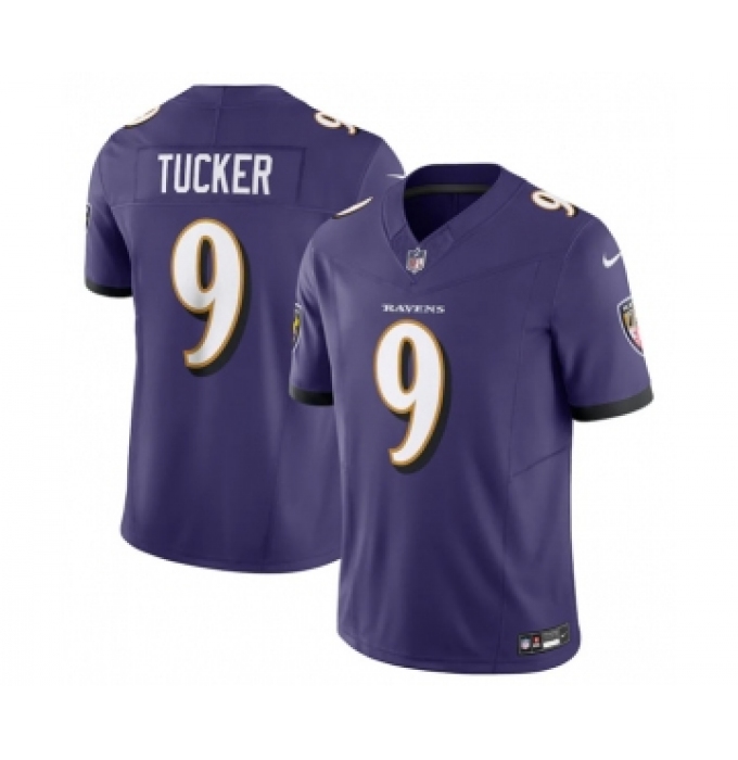 Men's Baltimore Ravens #9 Justin Tucker Purple 2023 F.U.S.E Vapor Jersey