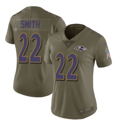 Women's Nike Baltimore Ravens #22 Jimmy Smith Limited Olive 2017 Salute to Service NFL Jersey