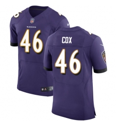 Men's Nike Baltimore Ravens #46 Morgan Cox Elite Purple Team Color NFL Jersey