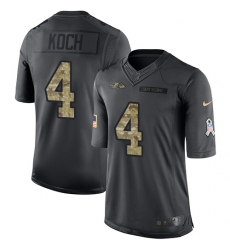 Youth Nike Baltimore Ravens #4 Sam Koch Limited Black 2016 Salute to Service NFL Jersey