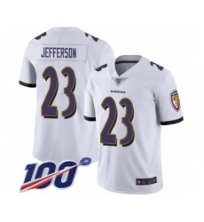 Men's Baltimore Ravens #23 Tony Jefferson White Vapor Untouchable Limited Player 100th Season Football Jersey