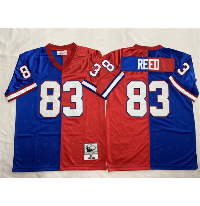 Men's Buffalo Bills #83 Andre Reed Blue Red Splite Throwback Stitched Jersey