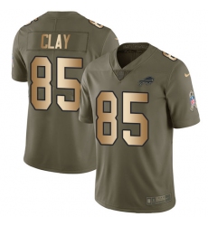 Men's Nike Buffalo Bills #85 Charles Clay Limited Olive/Gold 2017 Salute to Service NFL Jersey