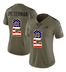 Women's Nike Buffalo Bills #2 Nathan Peterman Limited Olive/USA Flag 2017 Salute to Service NFL Jersey