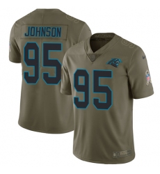 Youth Nike Carolina Panthers #95 Charles Johnson Limited Olive 2017 Salute to Service NFL Jersey