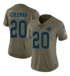 Women's Nike Carolina Panthers #20 Kurt Coleman Limited Olive 2017 Salute to Service NFL Jersey