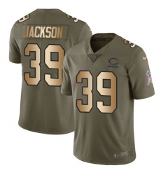 Youth Nike Chicago Bears #39 Eddie Jackson Limited Olive/Gold Salute to Service NFL Jersey