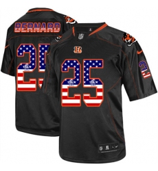Men's Nike Cincinnati Bengals #25 Giovani Bernard Elite Black USA Flag FashionNFL Jersey