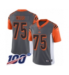 Youth Cincinnati Bengals #75 Jordan Willis Limited Silver Inverted Legend 100th Season Football Jersey