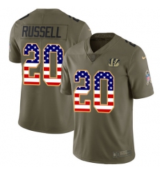 Men's Nike Cincinnati Bengals #20 KeiVarae Russell Limited Olive/USA Flag 2017 Salute to Service NFL Jersey