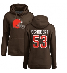 NFL Women's Nike Cleveland Browns #53 Joe Schobert Brown Name & Number Logo Pullover Hoodie
