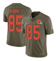 Men's Nike Cleveland Browns #85 David Njoku Limited Olive 2017 Salute to Service NFL Jersey
