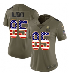 Women's Nike Cleveland Browns #85 David Njoku Limited Olive/USA Flag 2017 Salute to Service NFL Jersey