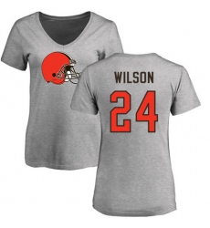 NFL Women's Nike Cleveland Browns #24 Howard Wilson Ash Name & Number Logo T-Shirt