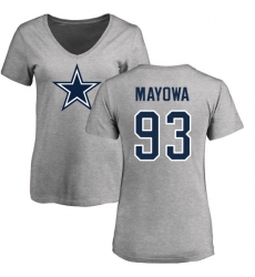 NFL Women's Nike Dallas Cowboys #93 Benson Mayowa Ash Name & Number Logo Slim Fit T-Shirt
