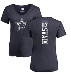 NFL Women's Nike Dallas Cowboys #87 Geoff Swaim Navy Blue Backer T-Shirt