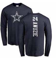 NFL Nike Dallas Cowboys #24 Chidobe Awuzie Navy Blue Backer Long Sleeve T-Shirt