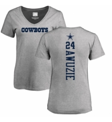 NFL Women's Nike Dallas Cowboys #24 Chidobe Awuzie Ash Backer V-Neck T-Shirt