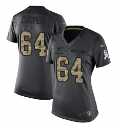Women's Nike Dallas Cowboys #64 Jonathan Cooper Limited Black 2016 Salute to Service NFL Jersey