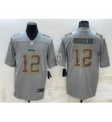 Men's Green Bay Packers #12 Aaron Rodgers LOGO Grey Atmosphere Fashion 2022 Vapor Untouchable Stitched Limited Jersey