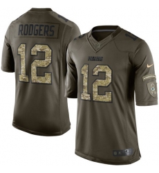 Youth Nike Green Bay Packers #12 Aaron Rodgers Elite Green Salute to Service NFL Jersey