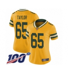 Women's Green Bay Packers #65 Lane Taylor Limited Gold Rush Vapor Untouchable 100th Season Football Jersey