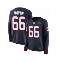 Women's Nike Houston Texans #66 Nick Martin Limited Navy Blue Therma Long Sleeve NFL Jersey