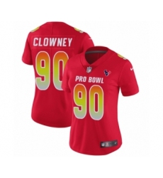 Women's Nike Houston Texans #90 Jadeveon Clowney Limited Red AFC 2019 Pro Bowl NFL Jersey