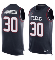 Men's Nike Houston Texans #30 Kevin Johnson Limited Navy Blue Player Name & Number Tank Top NFL Jersey