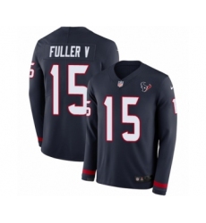 Youth Nike Houston Texans #15 Will Fuller V Limited Navy Blue Therma Long Sleeve NFL Jersey