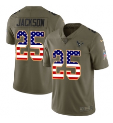 Men's Nike Houston Texans #25 Kareem Jackson Limited Olive/USA Flag 2017 Salute to Service NFL Jersey