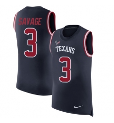 Men's Nike Houston Texans #3 Tom Savage Limited Navy Blue Rush Player Name & Number Tank Top NFL Jersey
