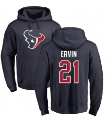NFL Nike Houston Texans #21 Tyler Ervin Navy Blue Name & Number Logo Pullover Hoodie