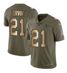 Youth Nike Houston Texans #21 Tyler Ervin Limited Olive Gold 2017 Salute to Service NFL Jersey