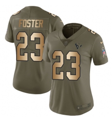 Women's Nike Houston Texans #23 Arian Foster Limited Olive/Gold 2017 Salute to Service NFL Jersey