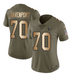 Women's Nike Houston Texans #70 Julien Davenport Limited Olive/Gold 2017 Salute to Service NFL Jersey