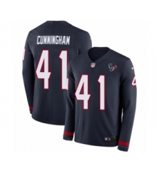 Men's Nike Houston Texans #41 Zach Cunningham Limited Navy Blue Therma Long Sleeve NFL Jersey