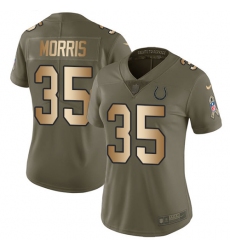 Women's Nike Indianapolis Colts #35 Darryl Morris Limited Olive/Gold 2017 Salute to Service NFL Jersey