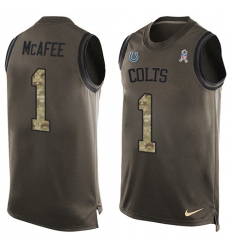Men's Nike Indianapolis Colts #1 Pat McAfee Limited Green Salute to Service Tank Top NFL Jersey