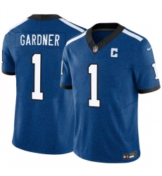 Men's Indianapolis Colts #1 Sauce Gardner Blue 2025 F.U.S.E. Throwback Vapor Limited Stitched Football Jersey