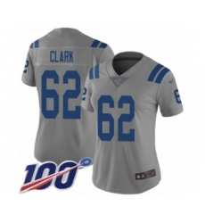 Women's Indianapolis Colts #62 Le'Raven Clark Limited Gray Inverted Legend 100th Season Football Jersey