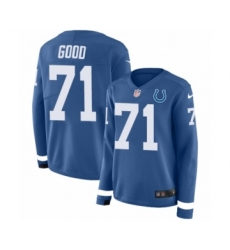 Women's Nike Indianapolis Colts #71 Denzelle Good Limited Blue Therma Long Sleeve NFL Jersey