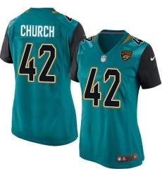 Women's Nike Jacksonville Jaguars #42 Barry Church Game Teal Green Team Color NFL Jersey