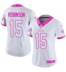 Women's Nike Jacksonville Jaguars #15 Allen Robinson Limited White/Pink Rush Fashion NFL Jersey